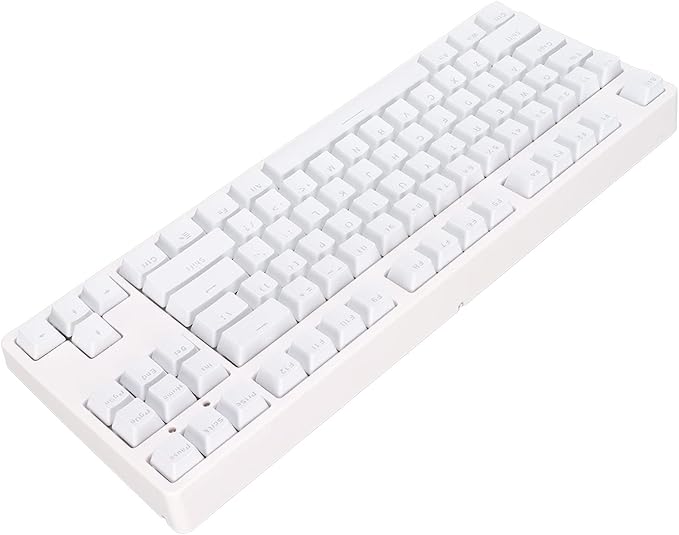 Gaming Keyboard Wired 87 Keys Ergonomic Computer Keyboard Type C Wired Mechanical Keyboard with Dye Sublimation Keycap for Home Office Gaming (White)