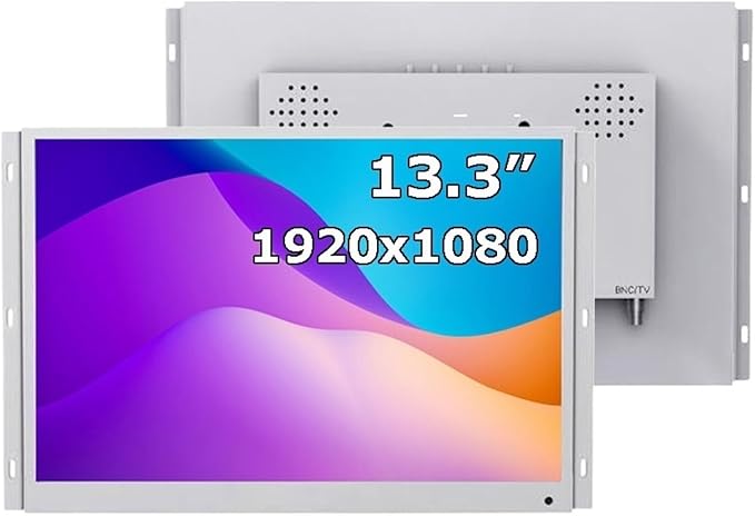 1pc White Color 13.3 Inch Open Frame Embedded Industrial Grade Touchscreen Monitor with Resistive/Capacitive Screen(Without Touch)