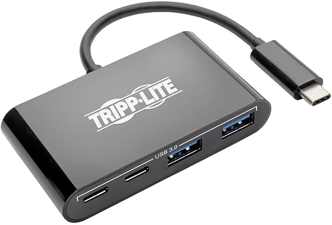 Tripp Lite USB C Hub Adapter Converter Portable w 2x USB Type C &amp 2x USB-A Thunderbolt 3 USB-C Black (U460-004-2A2CB)