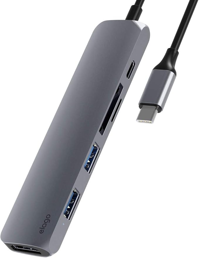 elago 6 in 1 Card Reader Compatible with MacBook Pro and Other USB Type-C Devices [4K HDMI SD+TF(Micro SD) Slot PD Charging Port 2 USB 3.0 Ports]