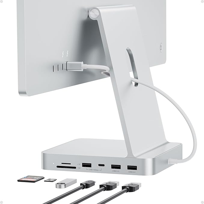 USB C HUB for iMac 24 inch 2021/2023/2024 PULWTOP USB Hub Adapter iMac Accessories for i-Mac M1/M3/M4 with USB C 10Gbps 3*USB A SD/TF Docking Station Support Expand M.2 SSD (Not Included) Silver