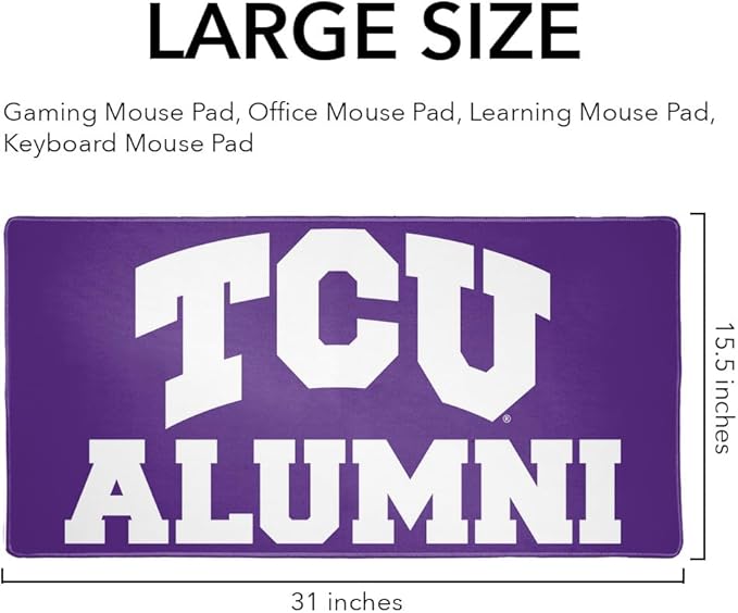 TCU Alumni Large Gaming Mouse Pad Desk Mat with Stitched Edges Non-Slip Base for Gamer Home and Office 31.5 x 15.7