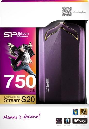 Silicone Power USB 3.0 / 2.0 Compatible Stream S20 Portable HDD 750GB Purple SP750GBPHDS20S3U