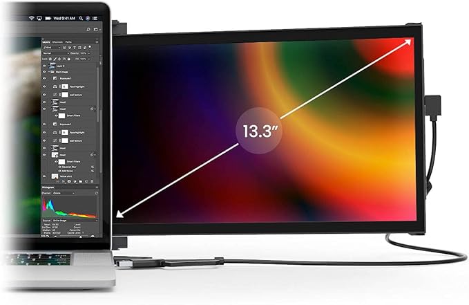 Mobile Pixels Duex Plus Portable Monitor 13.3'' Full HD IPS  USB A/Type-C Powered Dual-Screen Monitor Anti Glare Brightness Adjustable Screen