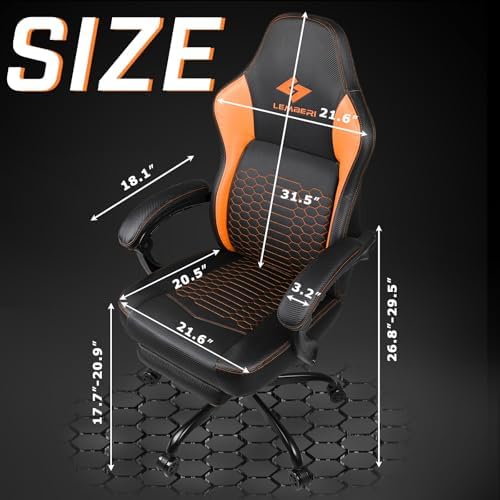 Gaming Chair 400lb Weight Capacity Ergonomic Video Game Chair with Footrest Racing Style Computer Chair with Headrest and Lumbar Support