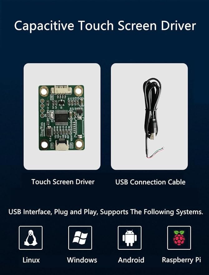 10.1 Inch 16:9 USB Capacitive Multi-Touch Screen Panel – Plug &amp Play for PC Raspberry/Orange Pi Linux/Windows/Android – No Driver Needed