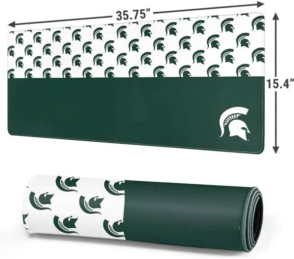 Skinit Extra Large Gaming Mouse Pad - Officially Licensed Michigan State University Spartans MSU Split Design with Stitched Edges Waterproof Non-Slip Rubber Base Desk Mat for Keyboard &amp Mouse