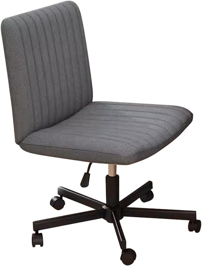 YCKEGEW Fabric Seat Swivel Office Chair Low Back Task Chair with Wheels for BedroomHeight Adjustable Computer Chairs Wide Seating Lounge Accent Chairs(Dark GreyWithout)
