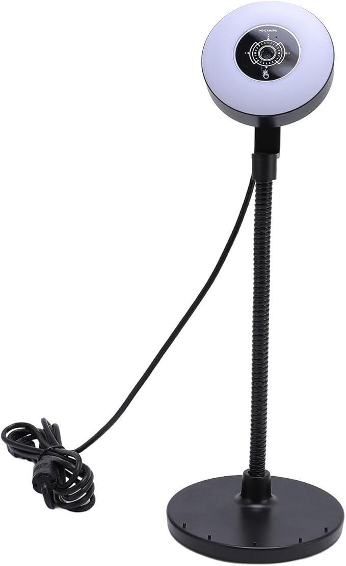 Dpofirs Webcam with Light Built in Mic 5MP Webcam with Fill Light 3 Color Modes for Online Learning