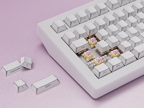 ZORNHER CG870 Wireless Mechanical Keyboard80% White Gaming Keyboard Creamy KeyboardShine Though Double Shot KeycapsCreamy Sounding Linear SwitchesHot-Swappable