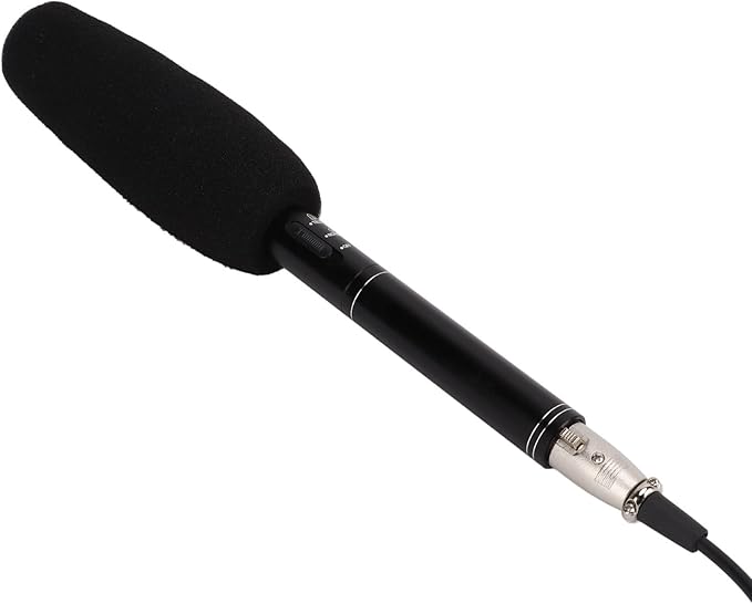 Black Interview Microphone with High Sensitivity for Meeting Recording Camera Mic + Windshield