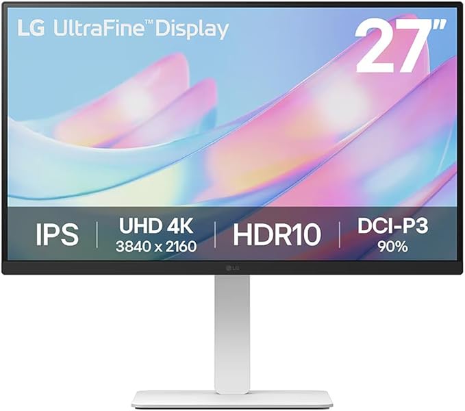 LG 27US550-W 27 4K 3840x2160 UHD Ultrafine HDR10 IPS Borderless Design PC Monitor Bundle with Elite Suite 18 2X HDMI Cable and Deco Gear CPS Exclusive 26 Month Protection Pack (BEACH-CPS-26M500)