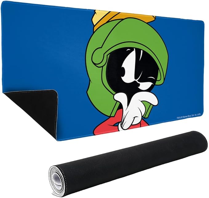 Looney Tunes Marvin The Martian Large Gaming Mouse Pad Desk Mat with Stitched Edges Non-Slip Base for Gamer Home and Office 31.5 x 15.7