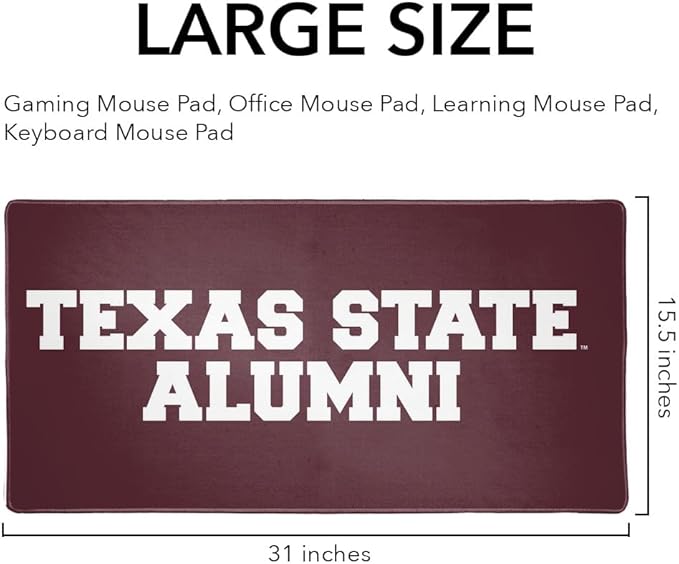 Texas State Alumni Large Gaming Mouse Pad Desk Mat with Stitched Edges Non-Slip Base for Gamer Home and Office 31.5 x 15.7