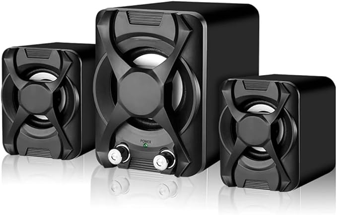 AUX Wired Computer Subwoofer Speakers Bass Reinforcement Stereo 2.1 for PC Phone Loudspeaker(D)
