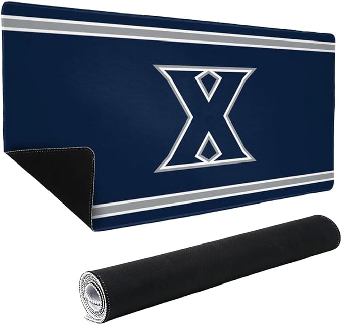 Xavier University Musketeers Primary Logo Stripes Large Gaming Mouse Pad Desk Mat with Stitched Edges Non-Slip Base for Gamer Home and Office 31.5 x 15.7