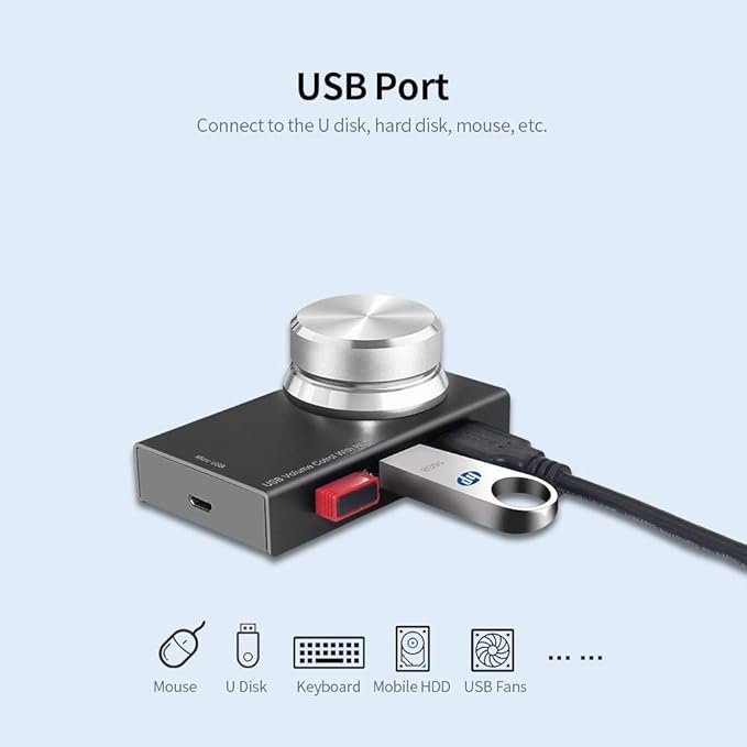 Audio Knob Multipurpose USB Multimedia Volume Controller Adjuster Metal Tablet One Key Mute Speaker Mini for Computer