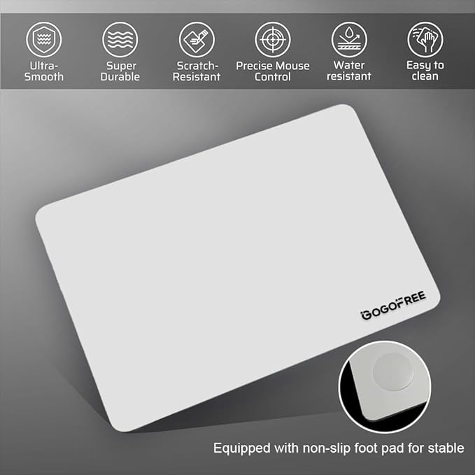 Glass Gaming Mouse Pad Professional Esport Tempered Glass Mouse Pad Ultra-Smooth Micro-Etched Surface for Top Speed and ControlHard Mousepad White (15.7'' x 11.8'')