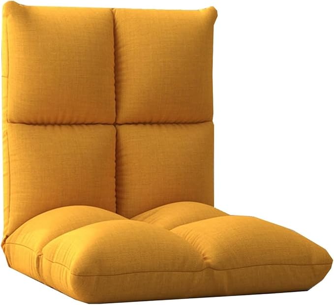 ELEFOCUS Floor Chair Adjustable Folding Floor Gaming Chair with 6-Position Adjustment Chaise Lounge Indoor with Back(Yellow)