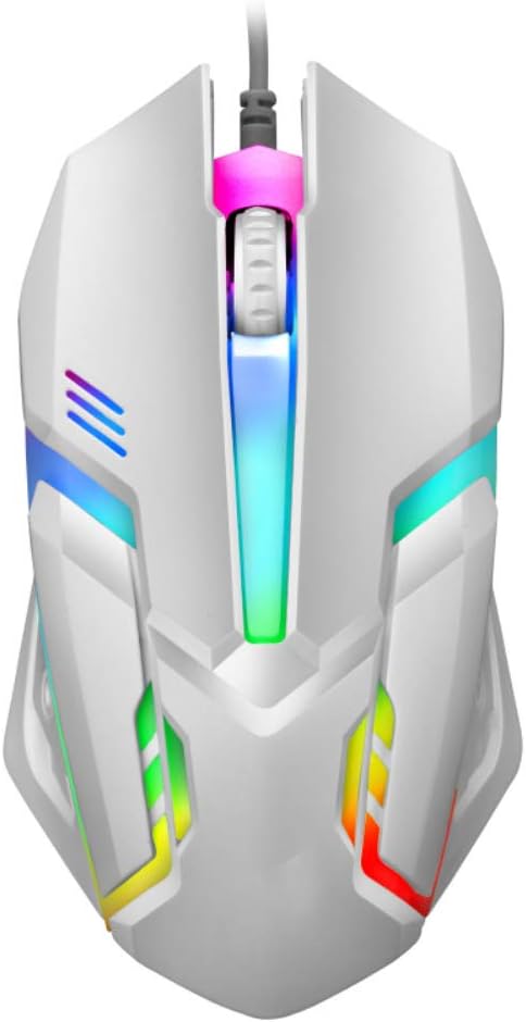 LED Backlit Gaming Keyboard and Mouse Combo for PC Desktop Laptop Colorful Glowing Mouse and Fast Response Velocity (White)