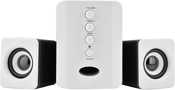 Computer Speaker Mini USB 2.1 Wired Combination Speaker Bass Music Player Subwoofer for Phone Laptop PC for Home Office (Black and White)