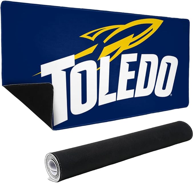 University of Toledo Rockets Logo Large Gaming Mouse Pad Desk Mat with Stitched Edges Non-Slip Base for Gamer Home and Office 31.5 x 15.7