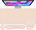 Mouse Pad Desk Pad Protector Keyboard Wrist Rest + Mouse Pad Wrist Rest +Coaster Large Gaming Mouse Pad for Computer Keyboard Laptop XXL Desk Mat Writing Pad for Office and Home Beige