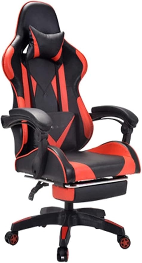 Office Chair Gaming Chair Ergonomic Computer Desk and Chair Office Chair with Footstool Swivel Chair Game Chair Work Chair Chair (Color : Red Size : One Size) Needed