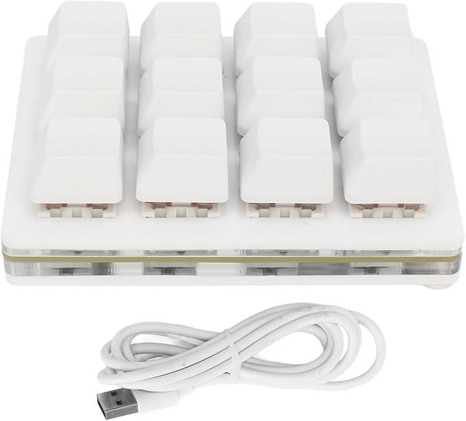 ZJchao Mechanical Gaming Keyboard Hot Swappable Mini LED Keypad Key 12 Red Switch White