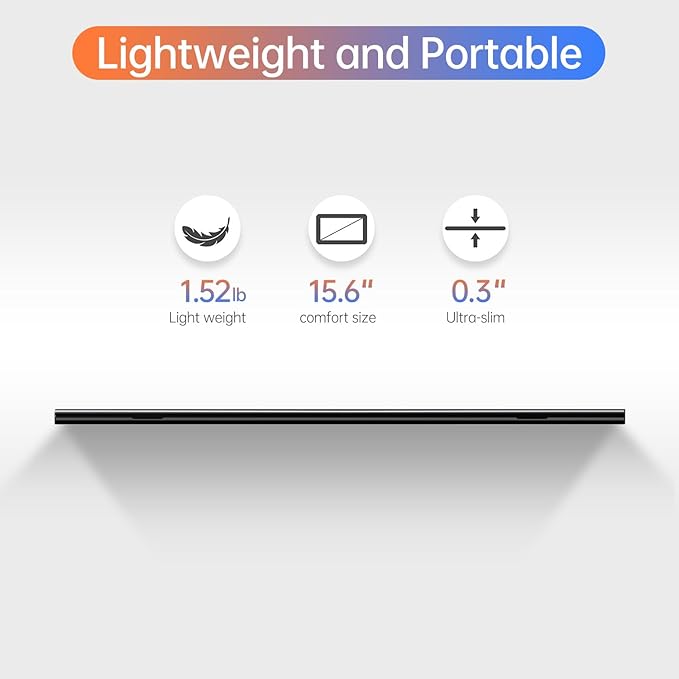 15.6inch Portable Monitor1080P USB-C HDMI Second External Monitor for LaptopPCMac PhonePSXboxSwichIPS Ultra-Thin Zero Frame Gaming Display/Premium Smart Cover