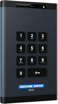 SecureData SecureDrive® DUO (2TB) - HDD - FIPS-140-2 Level 3 Compliant TAA Compliant 256-Bit Hardware Encrypted External Portable Hard Drive USB 3.0 - Unlock via Mobile App or On-Board Keypad