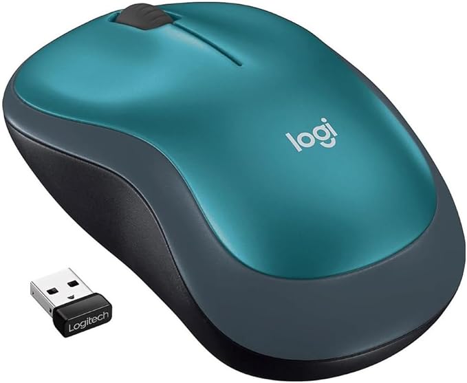 Logitech M185 Mouse Travel-Friendly Modern Home Office in Blue Bundle with Coordinating Gel Mouse Pad