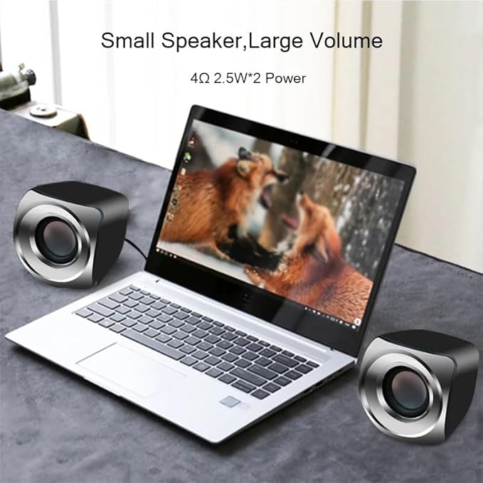Computer Speakers Powered Wired 1 Pair Bass Stereo for Laptop Desktop Phone Powerful Loudspeaker
