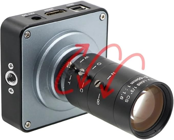 38MP HDMI Camera USB HD Live Streaming Webcam 1080P 2K 60FPS 3800W Industry CS-Mount Camera with 6-60mm/6-12mm Varifocal Lens(Camera 6-60mm Lens)