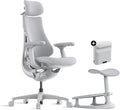 LiberNovo Dynamic Ergonomic Desk Chair + StepSync Footrest + Extra Battery Bundle - Comfy Home Office Chair with Adaptive Lumbar Support 160° Recline &amp Built-in Spine Stretch Gray+45cm