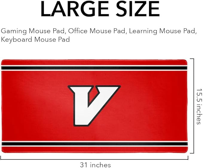 University of Virginia's College at Wise Cavaliers Primary Logo Stripes Large Gaming Mouse Pad Desk Mat with Stitched Edges Non-Slip Base for Gamer Home and Office 31.5 x 15.7