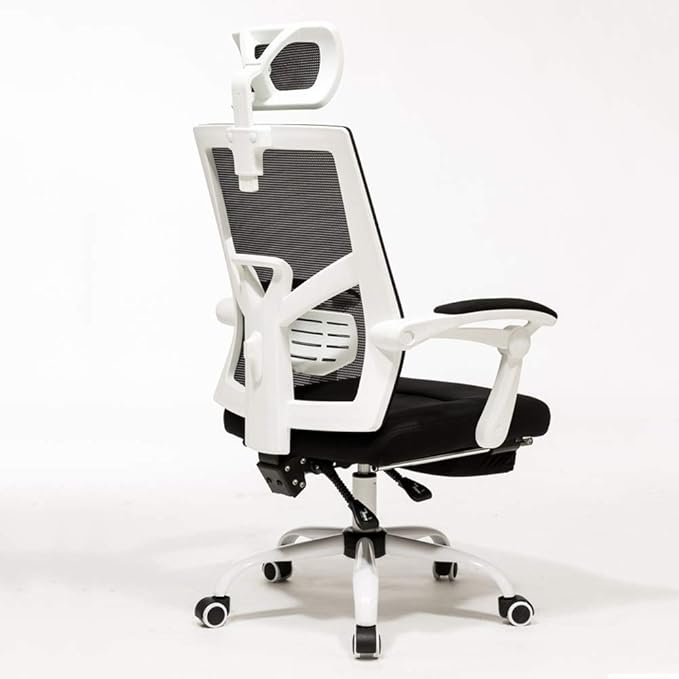 Swivel Office Chair Computer Chair Office Chair Backrest Gaming Chair The Company Chairs Reclining Ergonomic Chair with A Footrest White/Black Task Chair