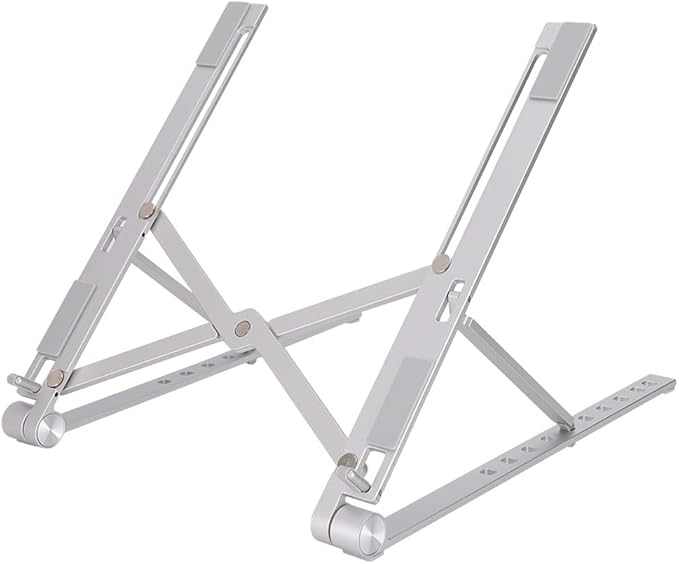 RS - Z83 Aluminium Alloy Notebook Cooling Stand Laptop Heat Dissipation Bracket Adjustable Height Ergonomic Design with Stable Base for Most Laptops Silver Desktop Accessories