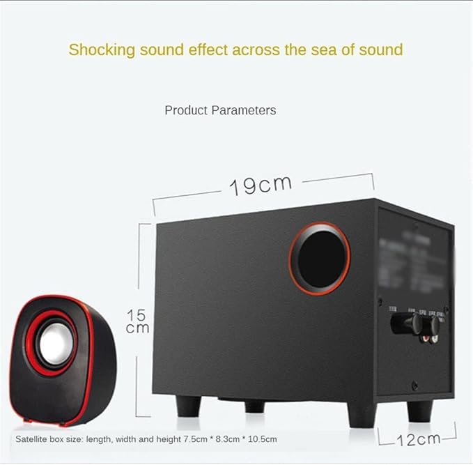 Computer Speakers for Desktop Multimedia 2.1 Desktop Computer Speaker LED Light Heavy Bass Subwoofer Home USB Power Supply for PC Laptop Cellphone