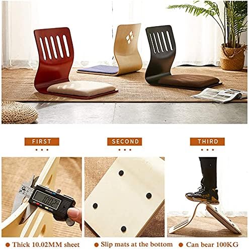 4 Tables Japanese Legless Chair Made from Plywood Seating Living Room Furniture Asian Traditional Tatami Floor Chair for Adults Kids Video-Gaming Reading Watching