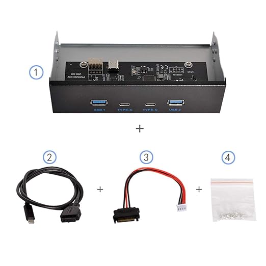 chenyang 5.25 Front Panel CD-ROM Bay USB 3.0 &amp USB-C HUB 4 Ports Motherboard Adapter