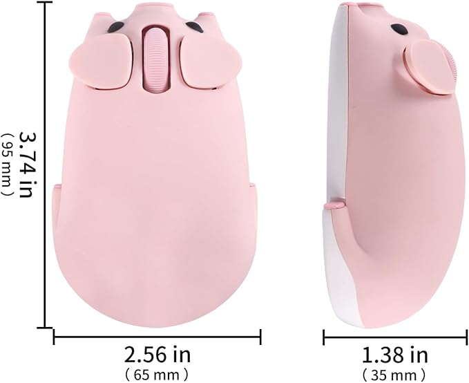 Bluetooth Mouse 2.4G Mice Cute Cartoon Pig Dual Mode (Bluetooth or 2.4 GHz Receiver) Computer Mouse 1200DPI Silent Clisks for Laptop/Notebook/iPad/PC/Mac/Chromebook Office Home(Pink)