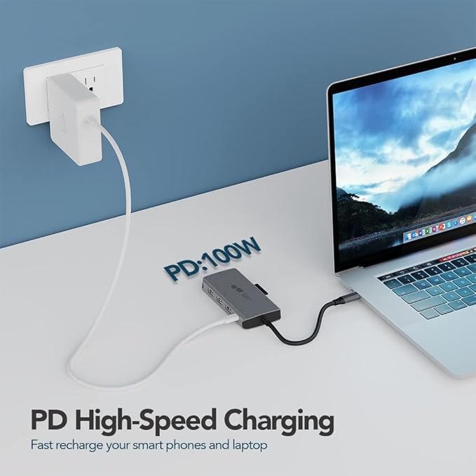 Mobile Pixels 8-in-1 USB C Hub/Adapter/Dongle USB 3.0 Ports Ethernet Port 4K HDMI Port SD Card Slot Micro SD Card Slot USB-C Charging Port Portable for All Type C Laptops (Space Gray)