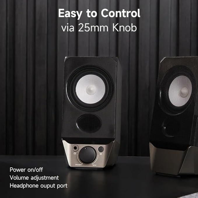 JSEIAJB Computer Speakers with V5.3 AUX Input 2W+2W Output Power Strong Bass USB-A for PC Tablet Laptop