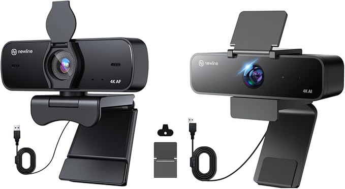 4K Webcam for PC &amp AI Presenter Tracking Gesture Control 95°/78°/65° FOV Plug &amp Play PC Camera with Privacy Cover for Laptop Zoom Teams