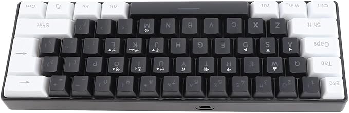 Brrnoo 61-Key Mechanical Gaming Keyboard with Tactile Feedback RGB LED Backlit Ergonomic Wired Keyboard for Office UseBlack