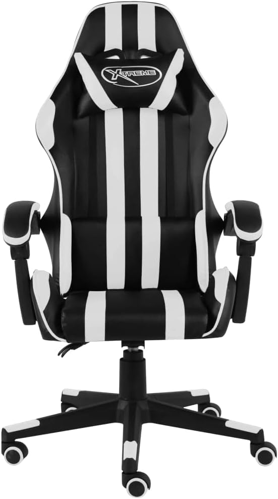 Gaming Chair with Footrest Black and Gray Faux Leather Gaming Chair with Ergonomic Design Adjustable Features - for Gamers and Office Use