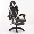 Gaming Chair with Footrest Swivel Chair with Ottoman Headrest and Lumbar Support E-Sports Swivel ChairWhite