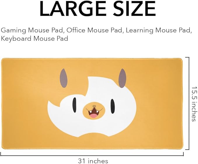 Adventure Time Cake Head Large Gaming Mouse Pad Desk Mat with Stitched Edges Non-Slip Base for Gamer Home and Office 31.5 x 15.7
