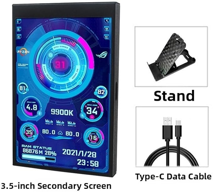 3 5 Inch IPS Monitor with Type C Connectivity Flexible Viewing Angles Auto Power Off Function for Energy Saving and User Friendly Software (Black Pro)